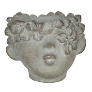Clayre & Eef | Bloempot binnen Hoofd Grijs, Bruin 12x10x9 cm | 6TE0313