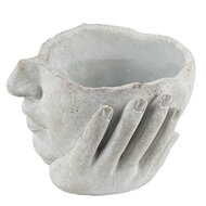 Clayre & Eef | Bloempot Binnen Hoofd Beige, Grijs 17x17x11 cm | 6TE0412S