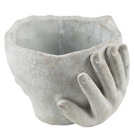 Clayre & Eef | Bloempot Binnen Hoofd Beige, Grijs 17x17x11 cm | 6TE0412S