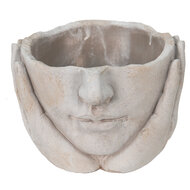 Clayre & Eef | Bloempot Binnen Hoofd Grijs, Beige 19x19x13 cm | 6TE0413M