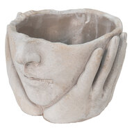 Clayre & Eef | Bloempot Binnen Hoofd Grijs, Beige 19x19x13 cm | 6TE0413M