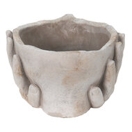 Clayre & Eef | Bloempot Binnen Hoofd Grijs, Beige 19x19x13 cm | 6TE0413M