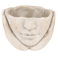 Clayre & Eef | Bloempot Binnen Hoofd Grijs, Beige 17x17x11 cm | 6TE0413S