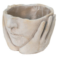 Clayre & Eef | Bloempot Binnen Hoofd Grijs, Beige 17x17x11 cm | 6TE0413S