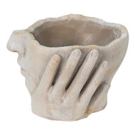 Clayre & Eef | Bloempot Binnen Hoofd Grijs, Beige 17x17x11 cm | 6TE0413S