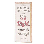 Clayre & Eef | Tekstbord Beige 13x1x30 cm | 6Y3639E