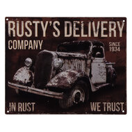 Clayre & Eef | Tekstbord Auto Bruin 25x1x20 cm | 6Y4365