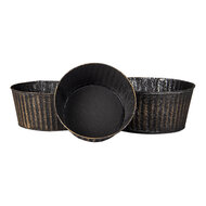 Clayre & Eef | Bloempotten Binnen Set van 3 Zwart ø 24x11 / ø 21x10 / ø 19x8 cm | 6Y4625