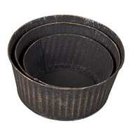 Clayre & Eef | Bloempotten Binnen Set van 3 Zwart ø 24x11 / ø 21x10 / ø 19x8 cm | 6Y4625