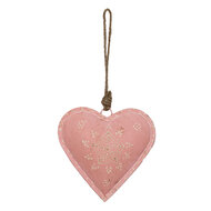 Clayre & Eef | Decoratie hanger Hart Roze 14x4x14 cm | 6Y4813L