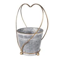 Clayre & Eef | Planthouder Grijs Goudkleurig 25x16x29 cm | 6Y5469