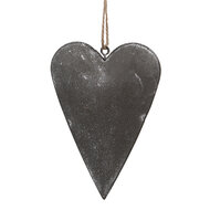 Clayre & Eef | Decoratie hanger hart Grijs 11x2x8 cm | 6Y5570