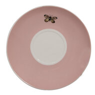 Clayre & Eef | Kop en schotel Wit Roze 12x9x6 cm / ø 14x2 cm / 200 ml | BPDKS