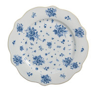 Clayre & Eef | Servies Ontbijtbord Wit Blauw ø 20x2 cm | BRBDP