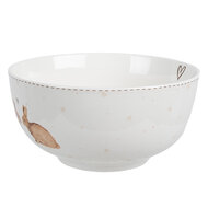 Clayre & Eef | Soepkom Wit Bruin ø 14x7 cm / 500 ml | BSLCBO