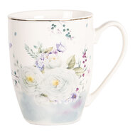 Clayre & Eef | Servies Mok Wit Blauw 12x8x10 cm / 360 ml | BUTMU