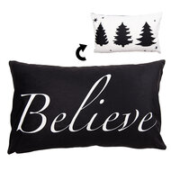Clayre & Eef | Kussenhoes Wit Zwart 30x50 cm | BWX36-3