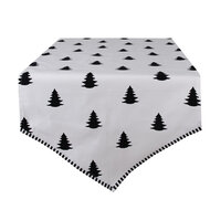 Clayre & Eef | Tafelloper Wit, Zwart 50x160 cm | BWX65