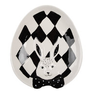 Clayre & Eef | Servies Dinerbord Wit, Zwart 21x18x4 cm | CBDP