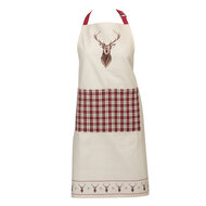 Clayre & Eef | Keukenschort Beige, Rood 70x85 cm | COL41