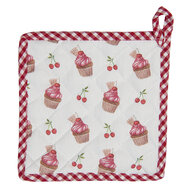 Clayre & Eef | Pannenlap Rood, Wit 20x20 cm | CUP45
