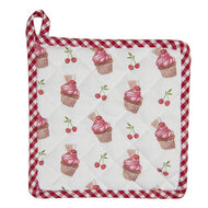 Clayre & Eef | Pannenlap Rood, Wit 20x20 cm | CUP45
