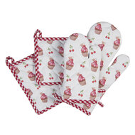 Clayre & Eef | Pannenlap Rood, Wit 20x20 cm | CUP45