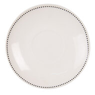 Clayre & Eef | Kop en schotel Beige Zwart 12x9x6 cm / ø 14x2 cm / 200 ml | FAFKS
