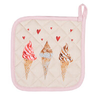 Clayre & Eef | Pannenlap Kind Beige Roze 16x16 cm | FAS45K