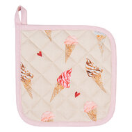 Clayre & Eef | Pannenlap Kind Beige Roze 16x16 cm | FAS45K