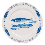 Clayre & Eef | Servies Ontbijtbord Wit Blauw ø 20x2 cm | FIBDP