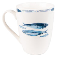 Clayre & Eef | Mok Wit Blauw 12x9x11 cm / 330 ml | FIBMU