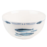 Clayre & Eef | Soepkom Wit Blauw ø 14x7 cm / 500 ml | FIBPU