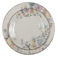 Clayre & Eef | Servies Ontbijtbord Beige, Roze ø 20x2 cm | FLODP