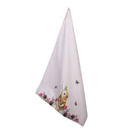 Clayre & Eef | Theedoek Roze, Beige 50x70 cm | HBU42