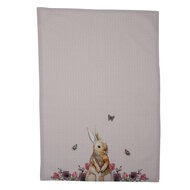 Clayre & Eef | Theedoek Roze, Beige 50x70 cm | HBU42
