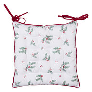 Clayre & Eef | Stoelkussen Foam Wit, Rood 40x40x4 cm | HCH29