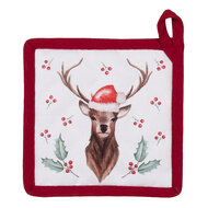 Clayre & Eef | Kind Pannenlap Wit, Rood, Groen 16x16 cm | HCH45K