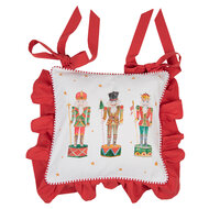 Clayre & Eef | Kussenhoes Stoelkussen Wit Rood 40x40 cm | HLC25