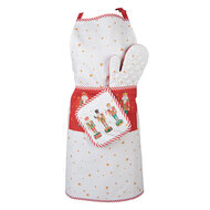 Clayre & Eef | Keukenschort Wit Rood 70x85 cm | HLC41