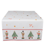 Clayre & Eef | Tafelloper Kerst Wit Rood 50x140 cm | HLC64