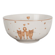 Clayre & Eef | Soepkom Wit Bruin ø 14x7 cm / 500 ml | KCSBO