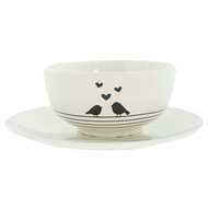 Clayre & Eef | Soepkom Wit, Zwart ø 14x7 cm / 500 ml | LBSBO
