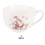 Clayre & Eef | Kop en schotel Beige Rood 12x9x6 cm / ø 14x2 cm / 200 ml | PFTKS
