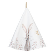 Clayre & Eef | Theedoek Wit, Bruin ø 80 cm | REB48