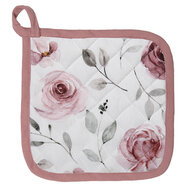 Clayre & Eef | Pannenlap Wit, Roze 20x20 cm | RUR45