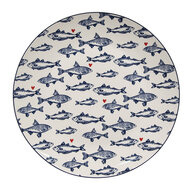 Clayre & Eef | Servies Groot Bord Wit Blauw ø 26x2 cm | SSFFP