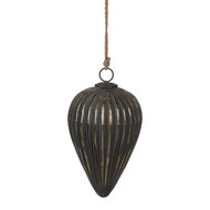 Clayre & Eef | Kerstbal Zwart Zilverkleurig ø 15x26 cm | 6GL4526L