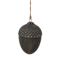 Clayre & Eef | Kerstbal Zwart Goudkleurig ø 18x27 cm | 6GL4528XL