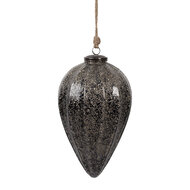 Clayre & Eef | Kerstbal Zwart Zilverkleurig ø 17x26 cm | 6GL4530L